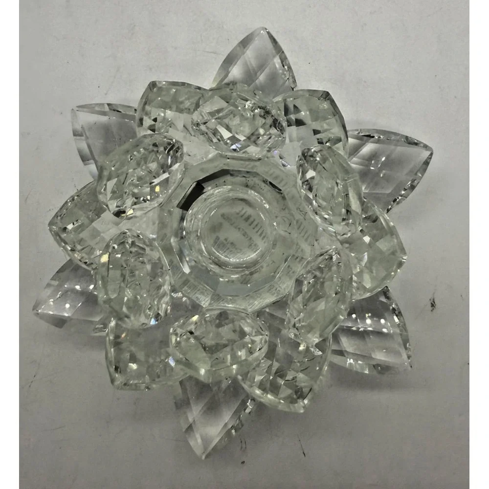 Z Gallerie Crystal Lotus Flower Figurine Small Clear‎ Faceted Candle Holder